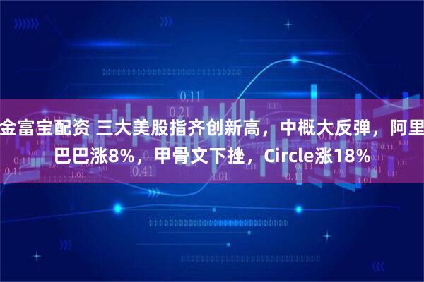 金富宝配资 三大美股指齐创新高，中概大反弹，阿里巴巴涨8%，甲骨文下挫，Circle涨18%