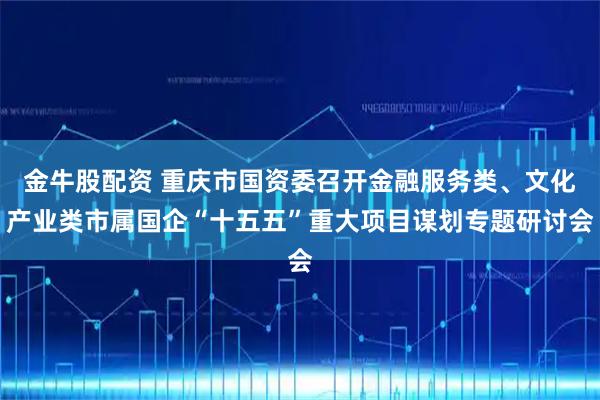 金牛股配资 重庆市国资委召开金融服务类、文化产业类市属国企“十五五”重大项目谋划专题研讨会
